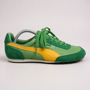 Puma Whirlwind Sneakers Green Yellow Suede Women 7 Retro Low Top Track Style